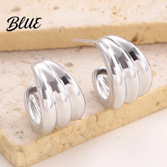 Delicate Design Earrings Plated Hoop for Women Triple Illusion Stud