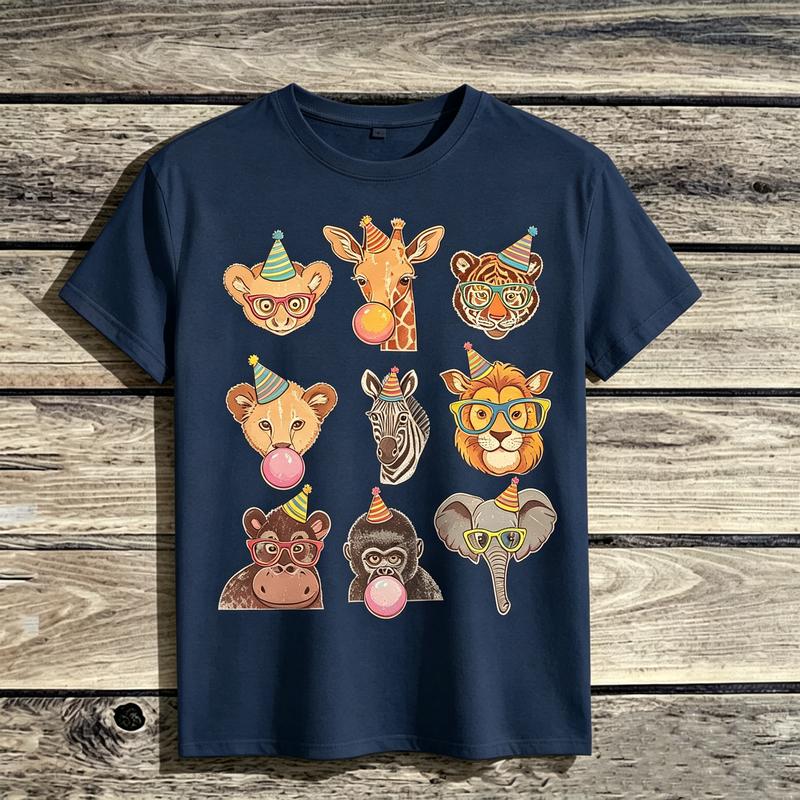 Animal Party Cute Zoo Animals Graphic TShirt for Unisex Unisex Kids 100 Cotton Casual Summer Streetwear Gift