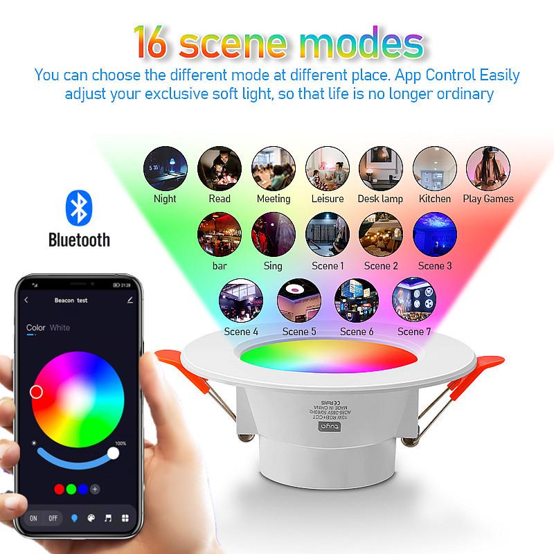 Tuya Bluetooth Smart RGBCW Downlight, Full Color Dimming, Alexa Voice/APP Control, 85-265V.