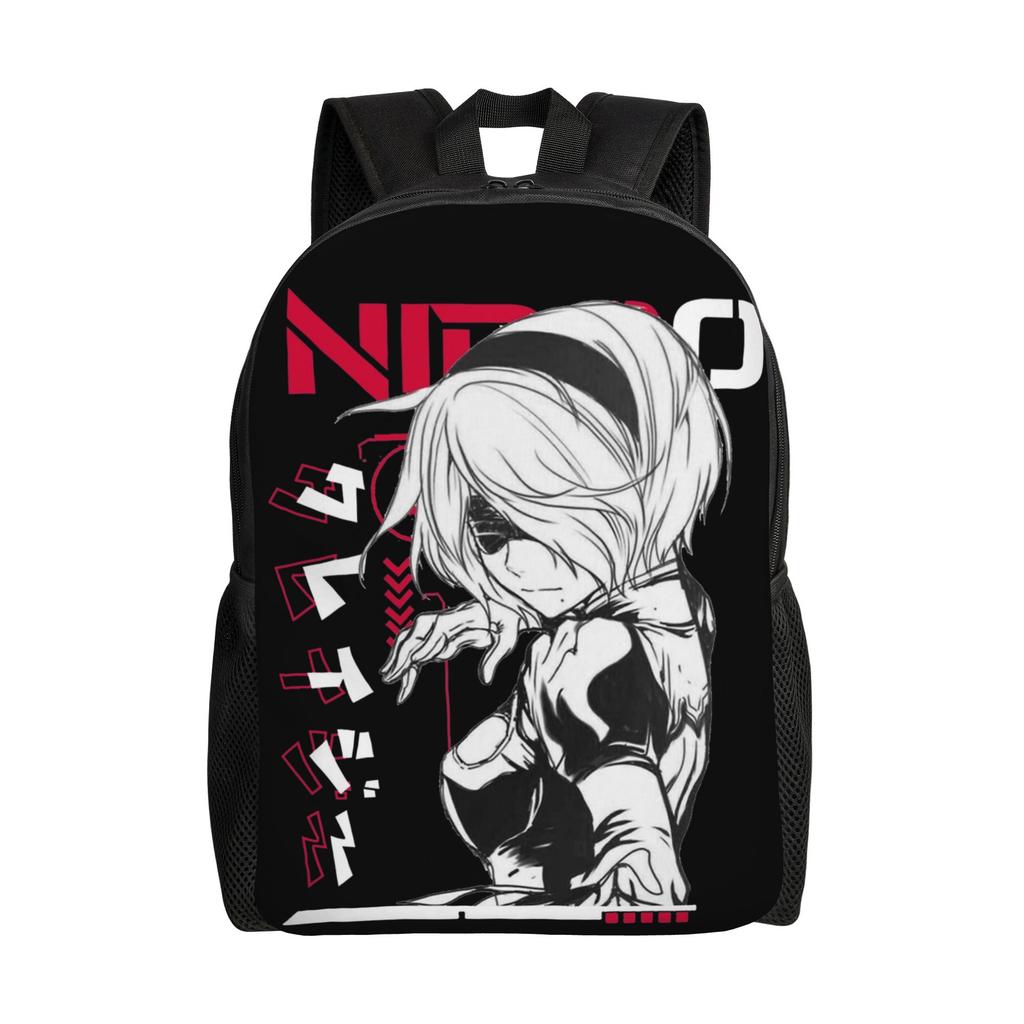 NieRs 2B Japan Ink AO DEN Backpack for Men Women Teenage High School Business Daypack Laptop Shoulder Bag with Pocket