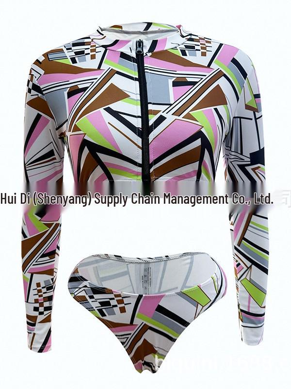 

Женский комплект бикини с длинными рукавами на молнии и защитой от солнца Large