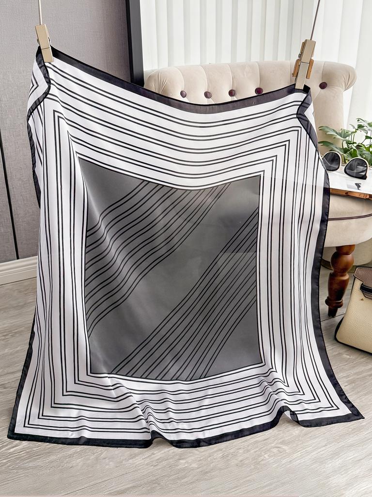 Luxury 90*90Cm Square Silk Scarf For Women Fashion Print Shawl Warps Elegant Neckerchief Bandanas Hijab Soft Stain Ladies Scarf