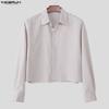 INCERUN Oversized Men Casual Loose Long Sleeve Striped Print Short Shirts Tops