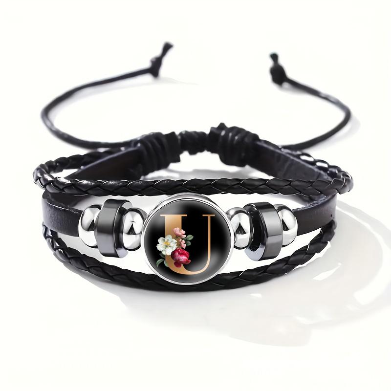 26 Letters A-Z Handmade Leather Bracelet Woven Multi-layer Punk Id Name Friendship Couple Bracelet