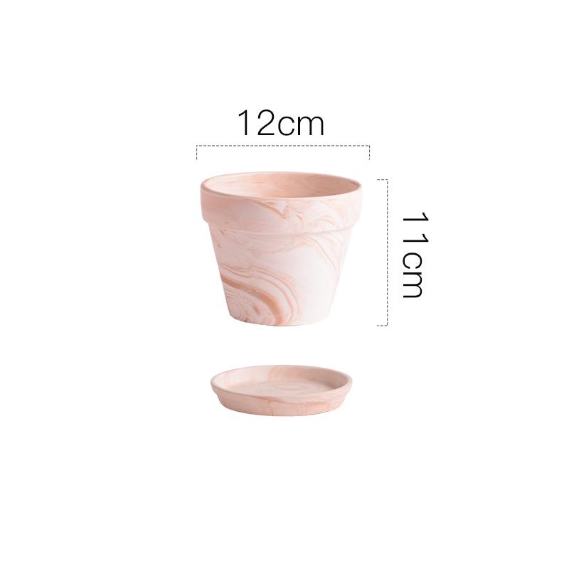 Terracotta Nordic Ceramic Flower Pot with Tray - Large, Coarse Pottery for Succulents and Pothos