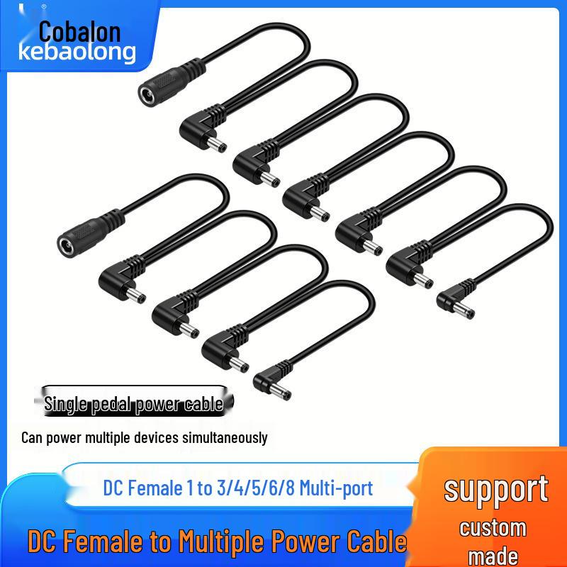 

Multi-Port Guitar Effects Pedal Power Splitter DC5521 - 1 to 3, 4, 5, 6, 8 Elbow Conversion Cable. DC5521 Female to 3 Male Elbow