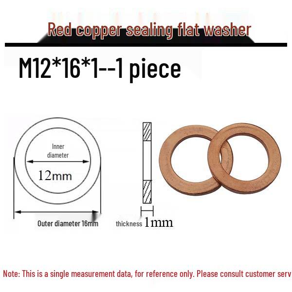 Annealed Red Copper Gasket Washer Pad for Sealing Fastener, M4-M34