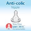 Dr. Brown's Level 1 Narrow Baby Bottle Silicone Nipple, Slow Flow - 2pk - 0m+
