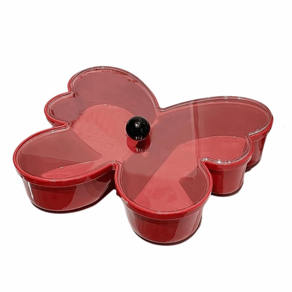 Butterfly-shaped Fruit Plate Tray Reusable Divided Serving Platter Fruit Snack Plates  Veggie Tray красный