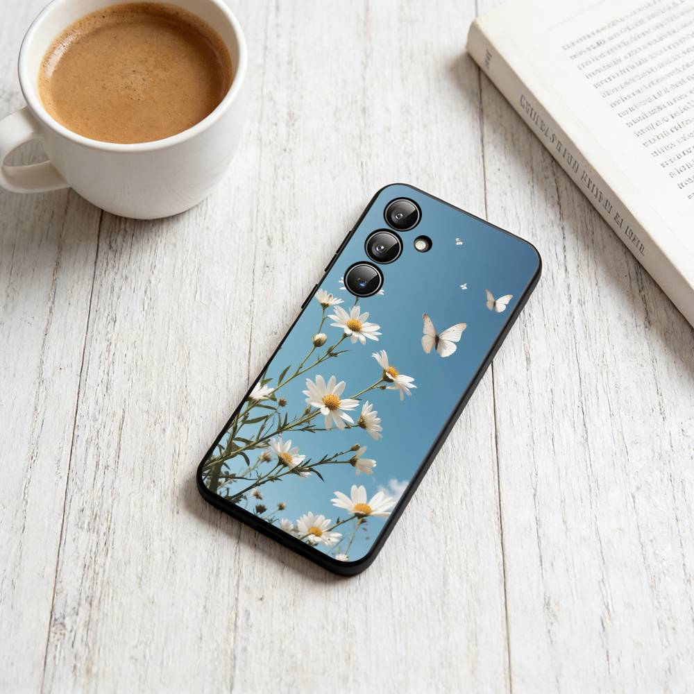 daisy Phone Case For Samsung Galaxy A73,A72,A71,A70,A53,A52,A51,Others Soft Black Cover