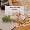 Bohemian Fashion Acrylic Leopard Round Circle Hoop Earrings Set For Women Gold Color Butterfly Pearls Drop Earrings Set Jewelry