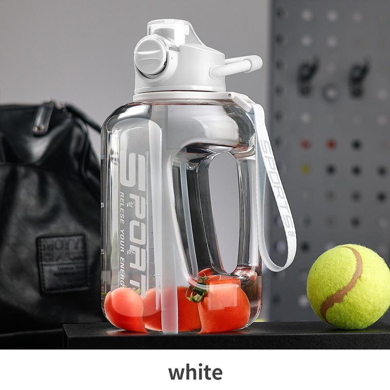 OLIKEI Wasserflasche für Fitnessstudio und Fitness, mit Griff und Strohhalm, großes Fassungsvermögen, Outdoor-Sport-Wasserflasche, BPA-frei, auslaufsicher, tragbar, Wasserkocher mit Sprungdeckel, 1,7 l/2,5 l