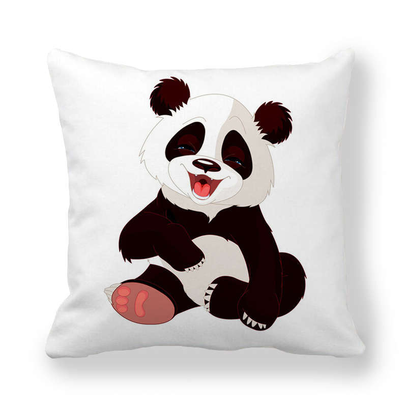 Cartoon Panda Series Patterns Digital Printing Short Plush Pillow Covers For Car Sofa Office Cushion Cover Home Goods