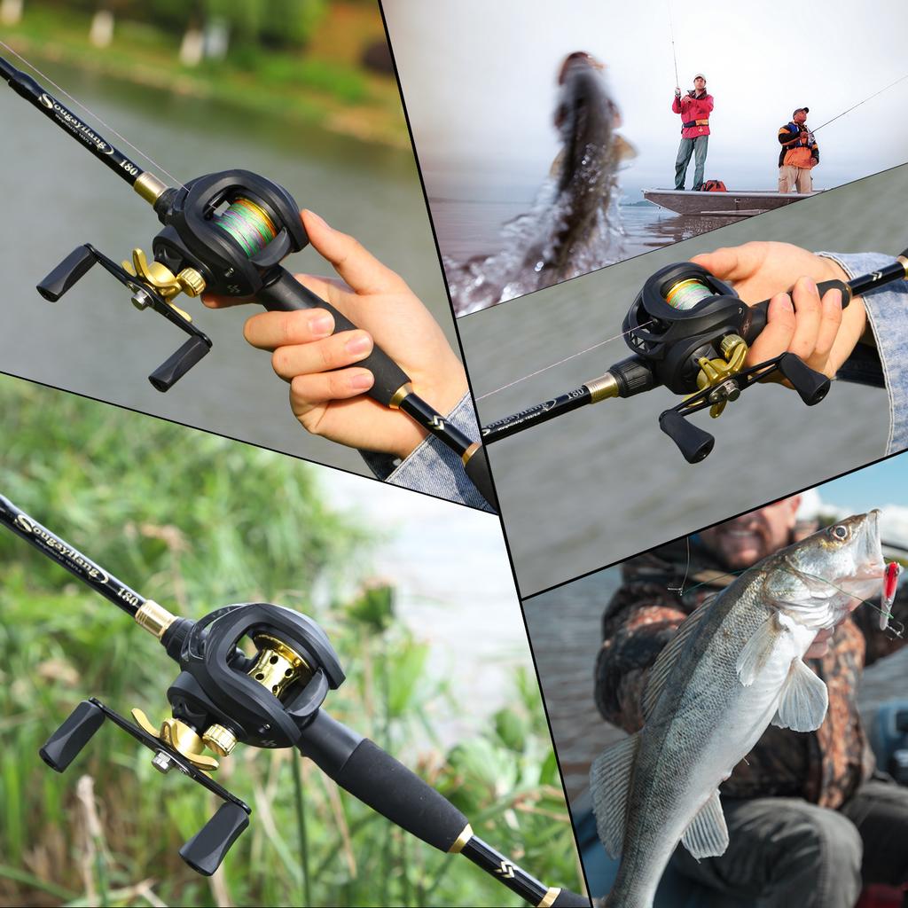 Sougayilang 1.8-2.4m Telescopic Casting Fishing Combo Portable Ultralight Rod and 7.2:1 Gear Ratio Fishing Reel Fishing Combo