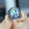 Vintage Personality Colored Gemstones Men's Punk Fashion Alloy Zircon Ring