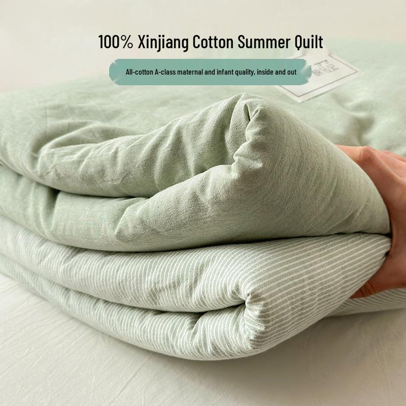 A-Class 100% Pure Cotton Summer Cooling Quilt - Thin, Machine Washable, Xinjiang Cotton Air Conditioning Blanket