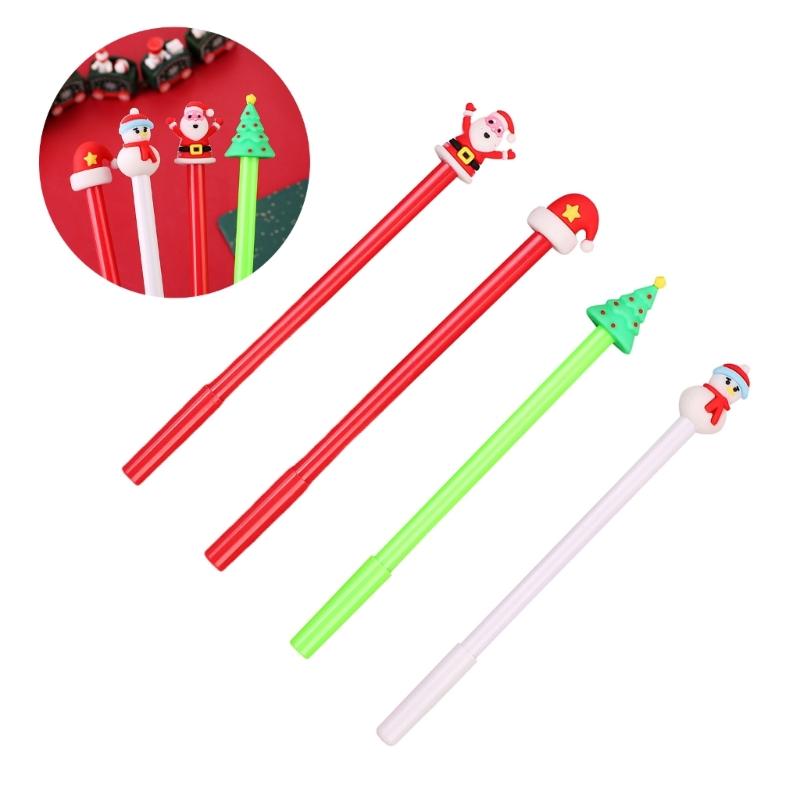 4Pcs Christmas Cartoon Gel Pen Funny Writing Pen Office Supplies for Student Game Reward Christmas Party Supplies