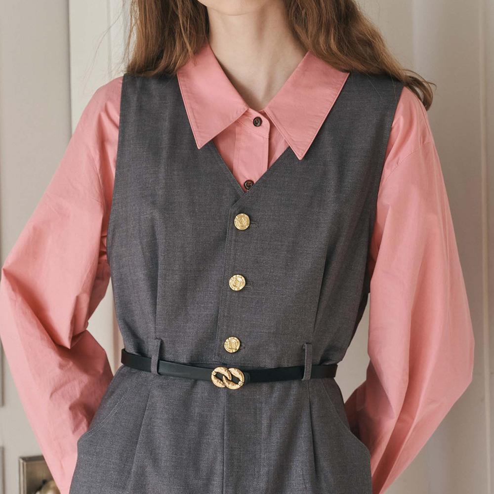 Wednesday Delight Wd_Vest Button Dress_Gray