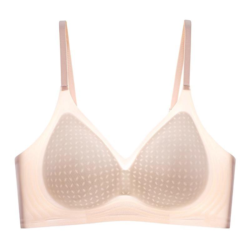 Langsha Underwear Women's Summer Thin Ice Silk Breathable and Seamless Small Breasts Gather Bras Without Steel Rings