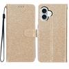 For iPhone 17 Wallet Case Glitter Anti-Scratch Leather Stand Phone Cover with Strap