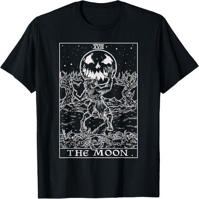 T-shirt Halloween Loup-garou Gothic Horror Sorcière Carte de Tarot La Lune