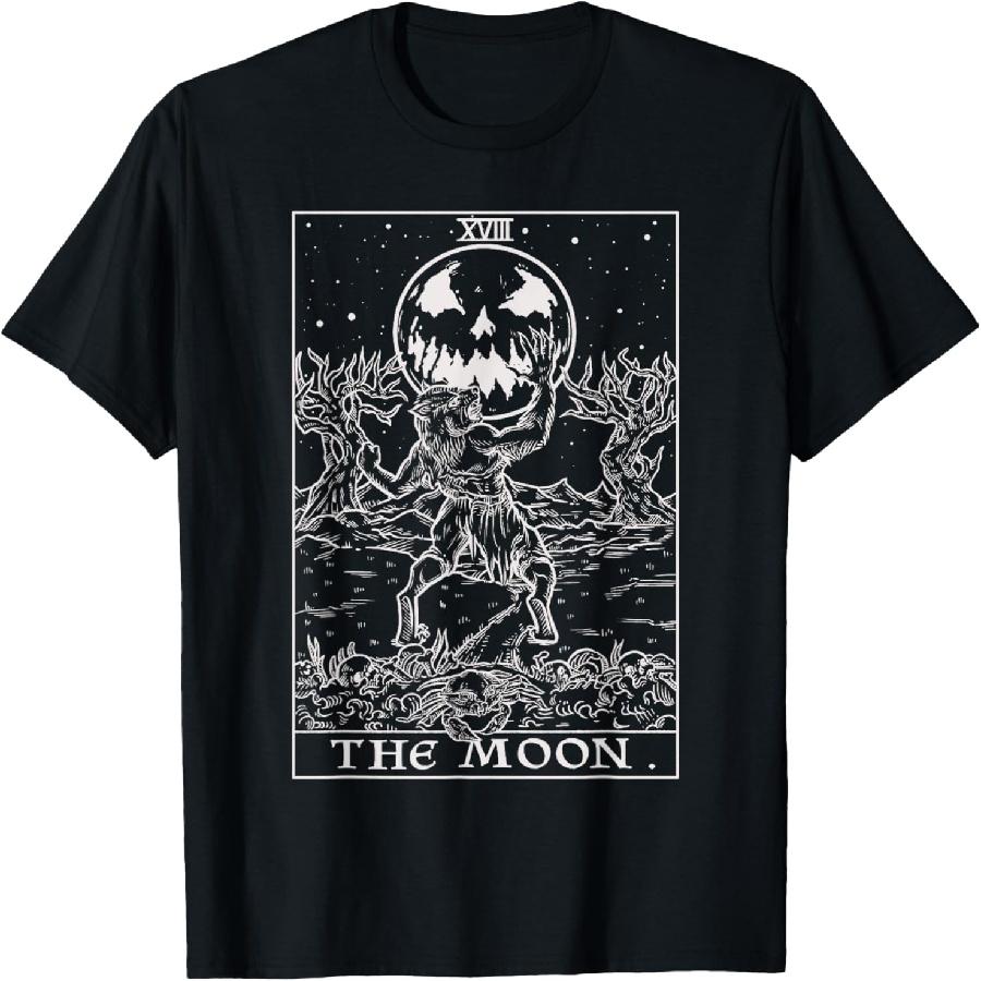 The Moon Tarot Card Halloween Werewolf Gothic Horror Witch T-Shirt XXXXXL чёрный
