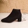 2025 Autumn and Winter New European and American Foreign Trade Large Size Pointed High Heel Thick Heel Side Zipper Suede Martin Boots Women