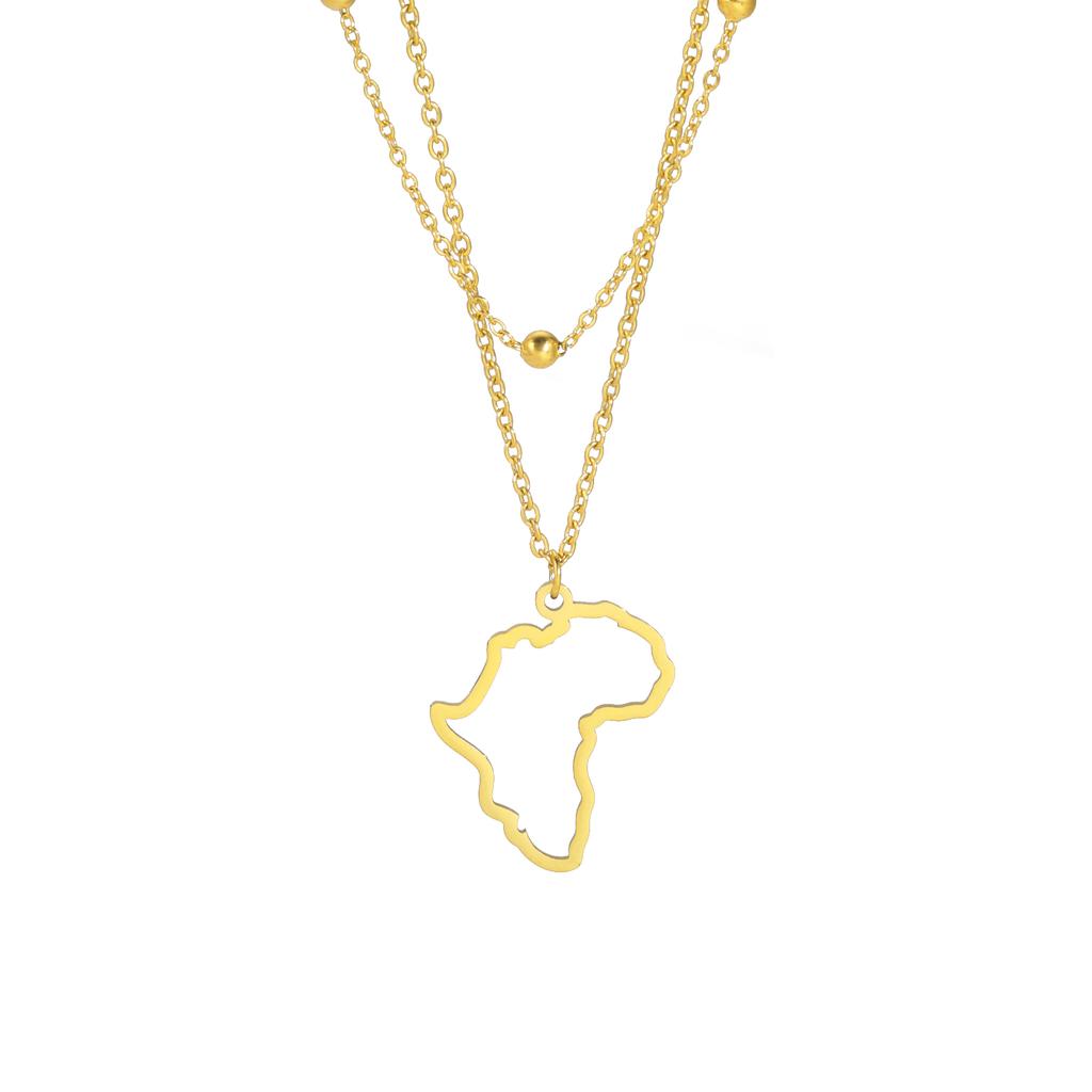 LIKGREAT African Map Necklace For Women Men Country Charm Stainless Steel Neckchain Cultural Ethnic Jewelry Gifts Wholesale