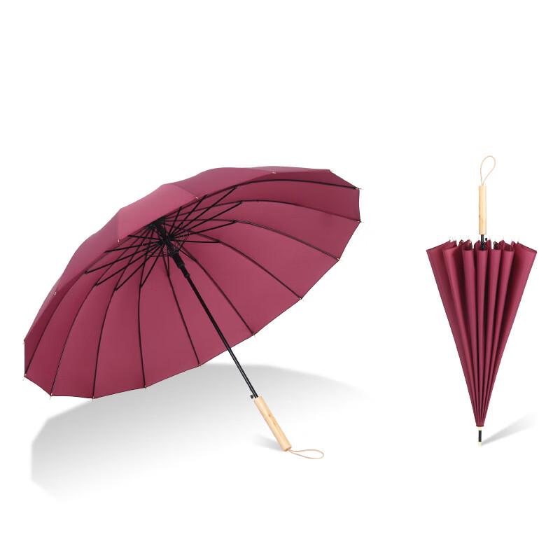 Raintime Y 16-Rib Wooden Handle Sun/Rain Umbrella