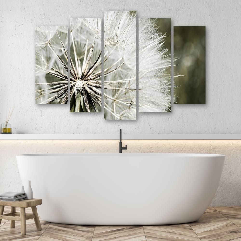 Five Piece Picture Canvas Print Blower White Flowers