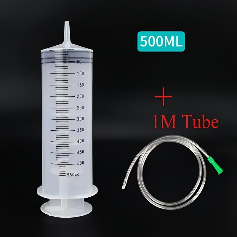 

1 шт. Пластиковые шприцы с мерной шкалой 1 м и прозрачным корпусом - Прочная, герметичная конструкция для лаборатории, перекачки автомобильной жидкости, шприц для жидкости 500ML + 1MTube