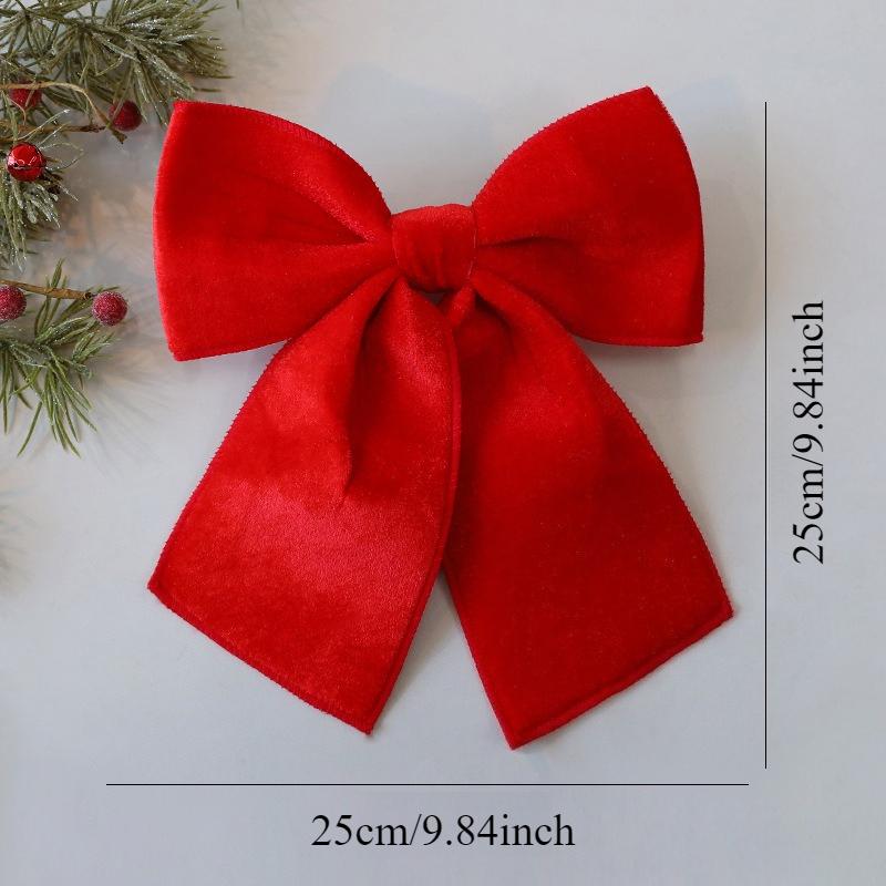 

Christmas Decorative Knots 25x25cm Red Velvet Ribbon Bows Large Size Plush Bow Flower Craft Christmas Tree Ornaments Deco Noel 1pc