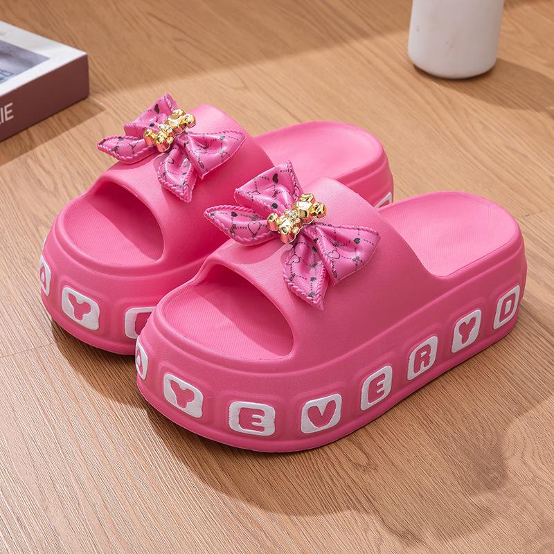 Neue Frühjahrs- und Sommer-Slipper mit dicker Sohle, Schleife, EVA, höhenverstellbar, rutschfest und verschleißfest, für drinnen und draußen, Ein-Riemen-Slipper