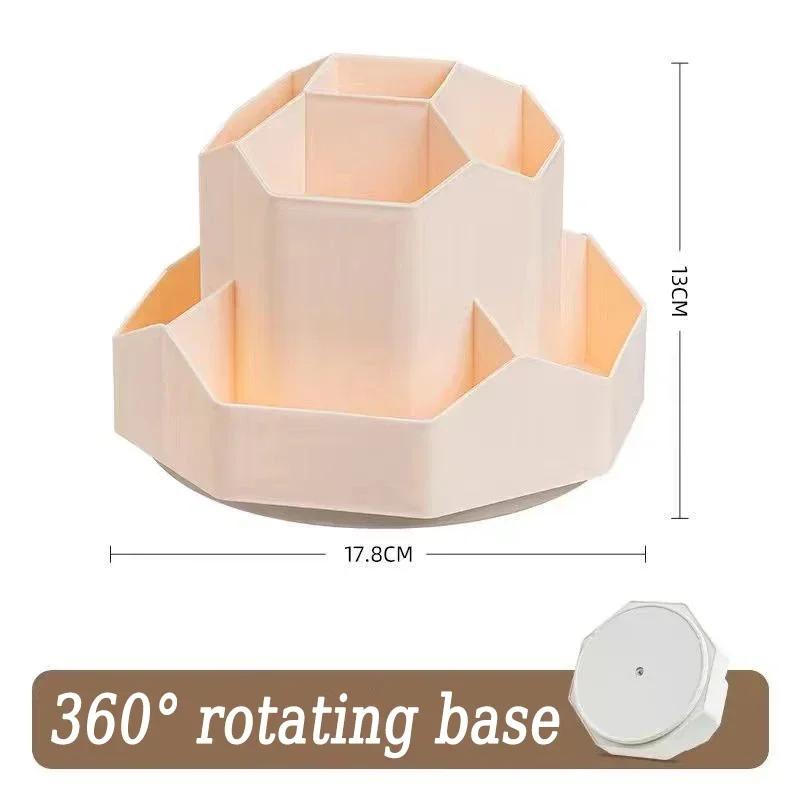 Desktop Stationery Organizer 9 Slots Stationery Storage Box 360 Degree Rotating Cute Pencil Cup Pot for Home Office School