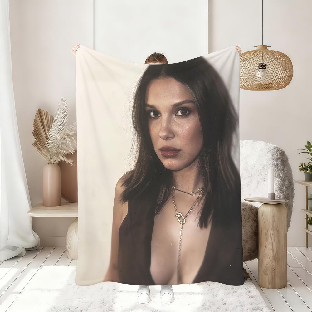 Attore M-Millie B-Bobby B-Brown Coperta Morbida Plaid per Casa Camera da Letto Letto Divano Picnic Viaggio Ufficio Coperta di Riposo Regalo