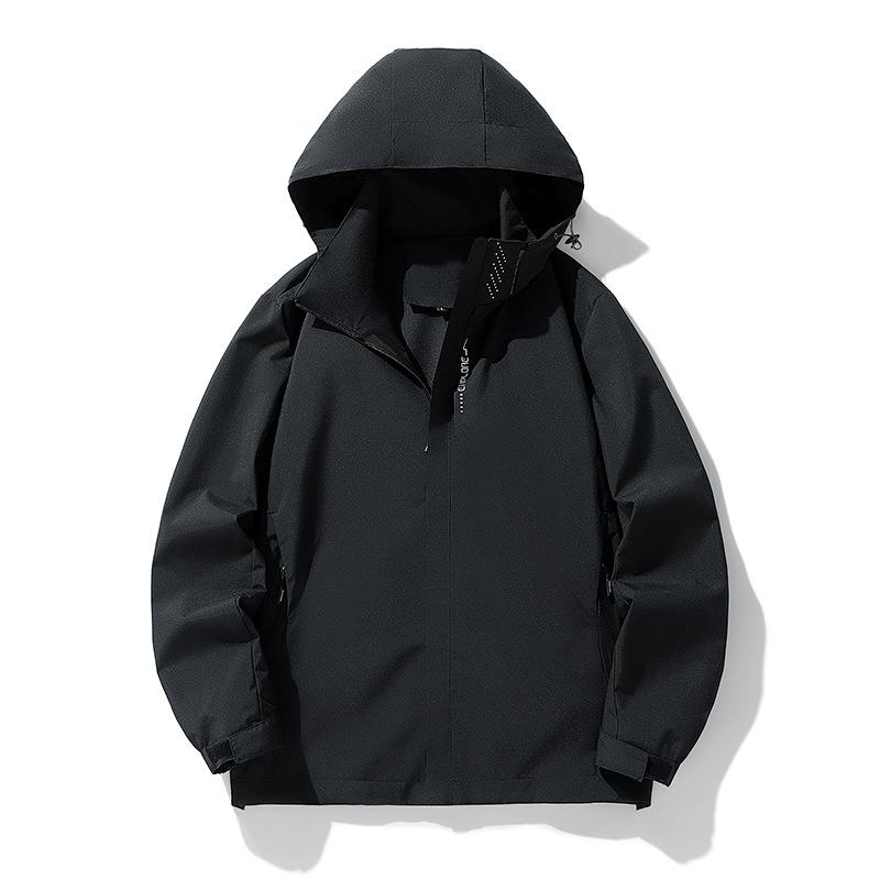 Frühlings- und Herbst-Einlagige Jacke für Männer und Frauen, Winddicht und Wasserdicht Abnehmbare Kapuze, Outdoor-Reisen