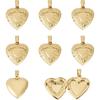 Beadthoven 10 szt. Prawdziwe Pozłacane 18K Serce Medalion Wisiorki Grawerowane Serce z Węzłem Wstążki Kwiaty Ramka na Zdjęcie Zawieszki Uchwyt na Zdjęcie Medalion Pamięci