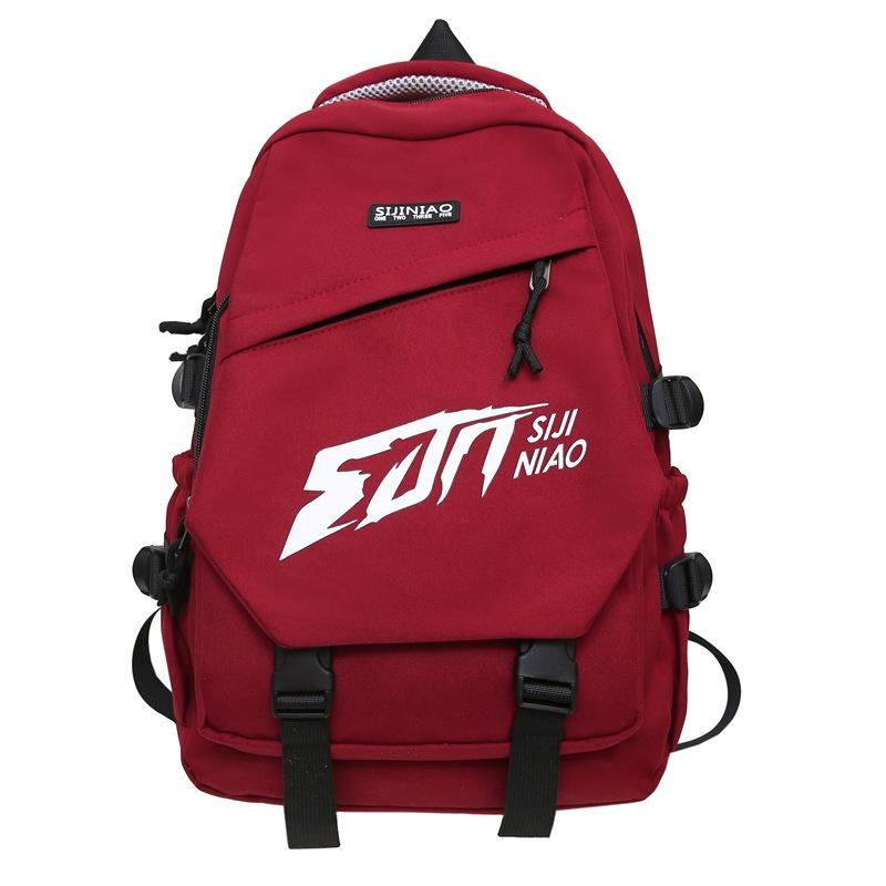Fashion Student Backpack Large Capacity Letter Men S And Women S Outdoor Leisure Travel Backpack single package красный