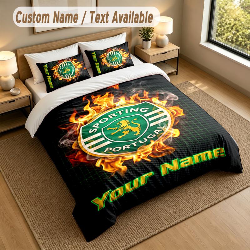 3Pcs Bedding Set Custom Name Text, 1 Sheet 2 Pillowcases Home Bed DecorSporting CP