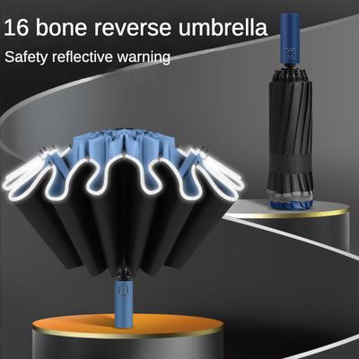 16 Bone Fully Automatic Folding Reverse Umbrella Business Car Umbrella Rainproof Large Vinyl Sun Protection Umbrellas