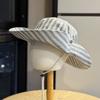 Summer striped bucket hat women outdoor travel sun protection visor hat big brim UV protection hiking hat