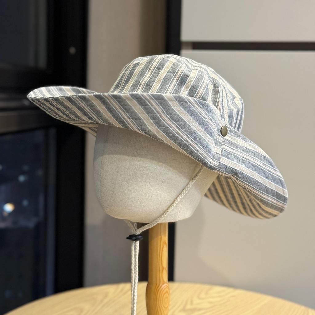 Summer striped bucket hat women outdoor travel sun protection visor hat big brim UV protection hiking hat