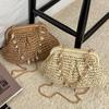Yogodlns Summer Straw Weaving Crossbody Bag Fashionable Shell Bag Women's Chain Strap Shoulder Bag