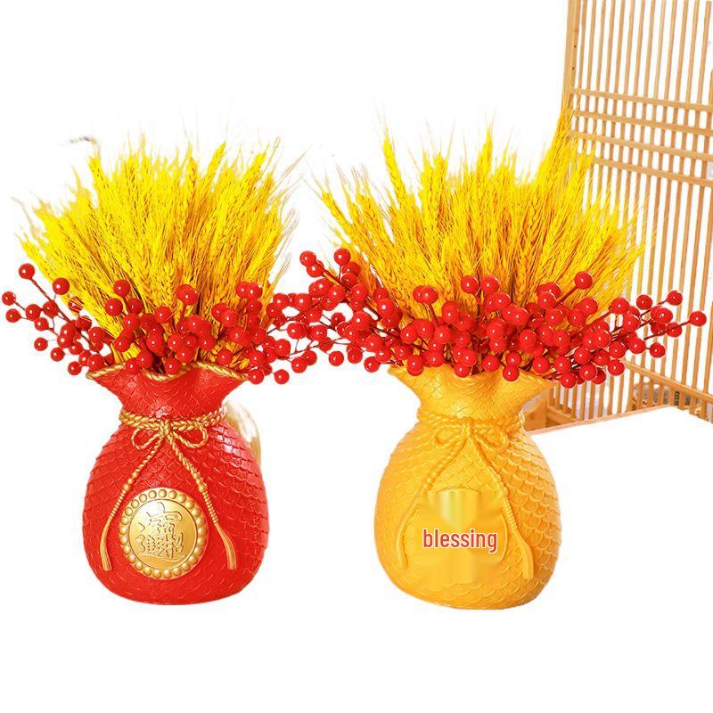 Golden Barley Ear Faux Flower Arrangement for Home Decor - Perfect for Living Room, Dining Table, Weddings & Special Occasions
