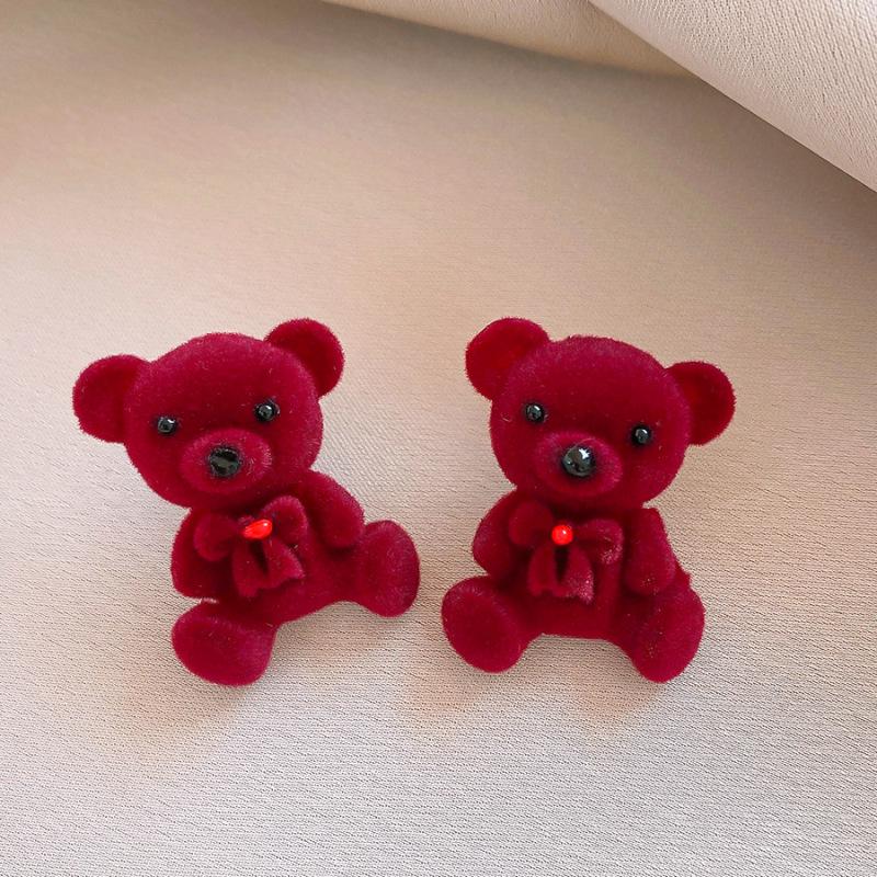 Luxury Silver Diamond-Inlaid Red Flower Pearl Stud Earrings: Elegant Design with a Fashionable Flair