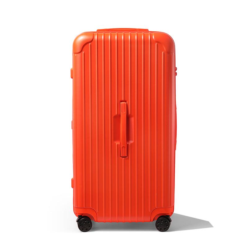 Thickened 24" PC Trolley Case: Drop-resistant, Large Capacity Suitcase with Combination Lock, Available In 26" & 30" Sizes, Leather Accent for Women.