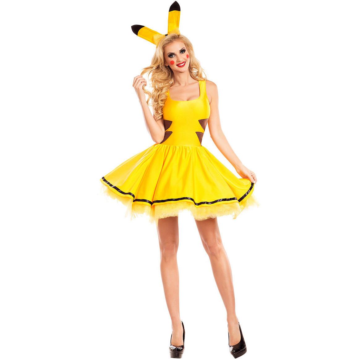 

M-XL European and American women s Halloween COS costumes, stage costumes, role-playing, game uniforms S/M жёлтый