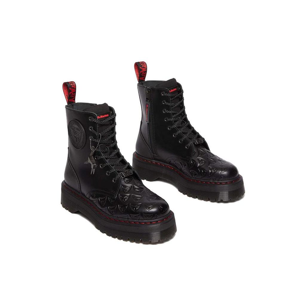 Dr. Martens Warner Bros. X  Jadon Series Leather Round Toe Lace-Up Comfortable Versatile Short Martin Boots Unisex Boots Black Red 31749001