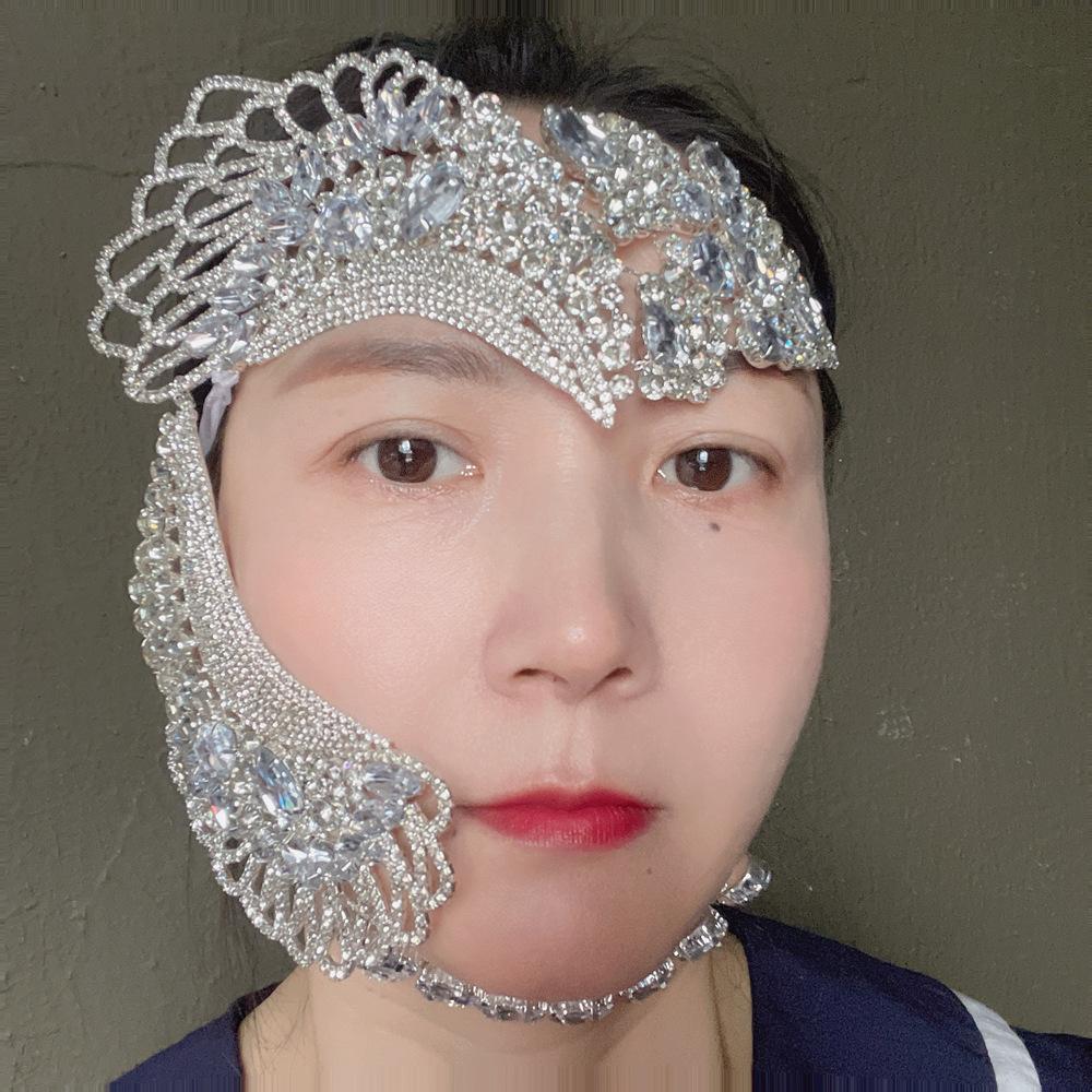 

European And American Exaggerated Masquerade Ball Half-Face Mask, Personalized Party Performance Zircon Mask Accessories Female Mask
