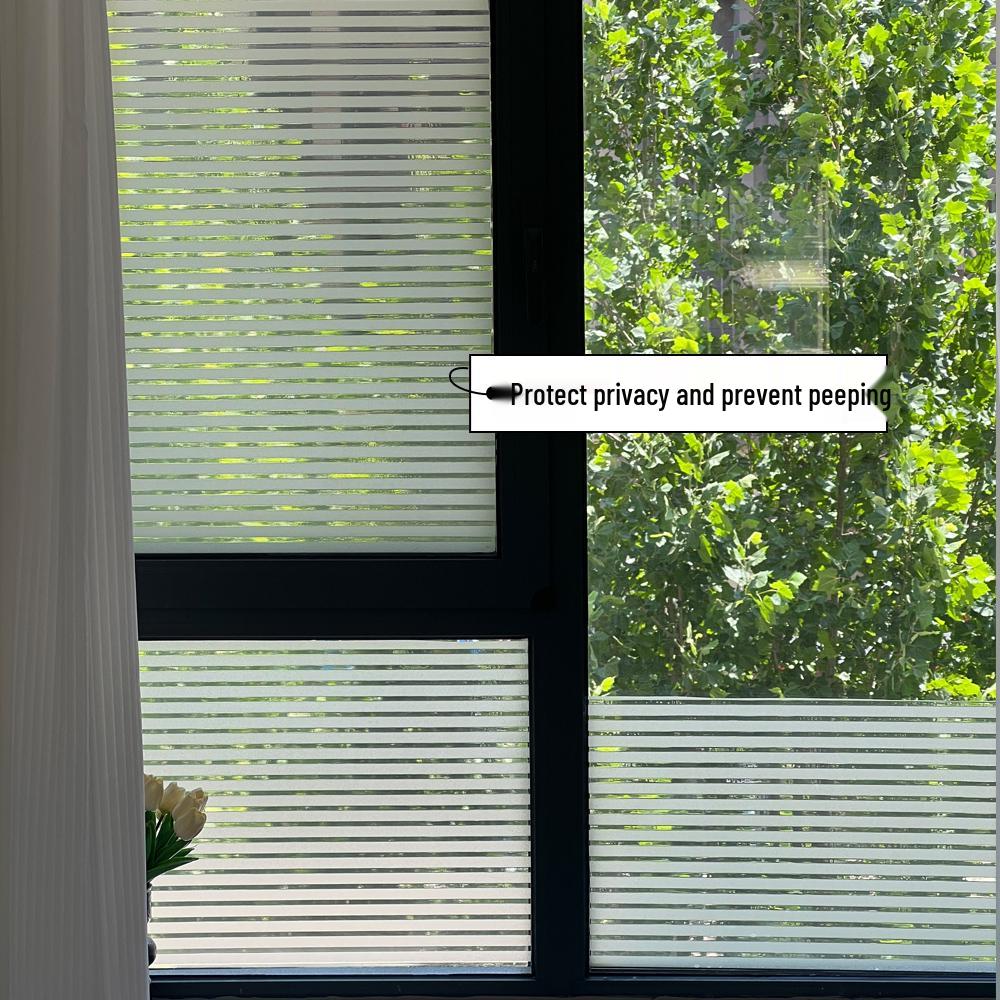 Frosted Glass Film: Anti-Peep, Anti-Collision Privacy Striped Sticker for Office Windows